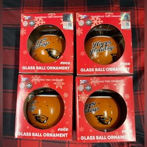 OREGON STATE BEAVERS OSU SET OF 4 GLASS CHRISTMAS BALLS BRAND NEW 2024 FOCO